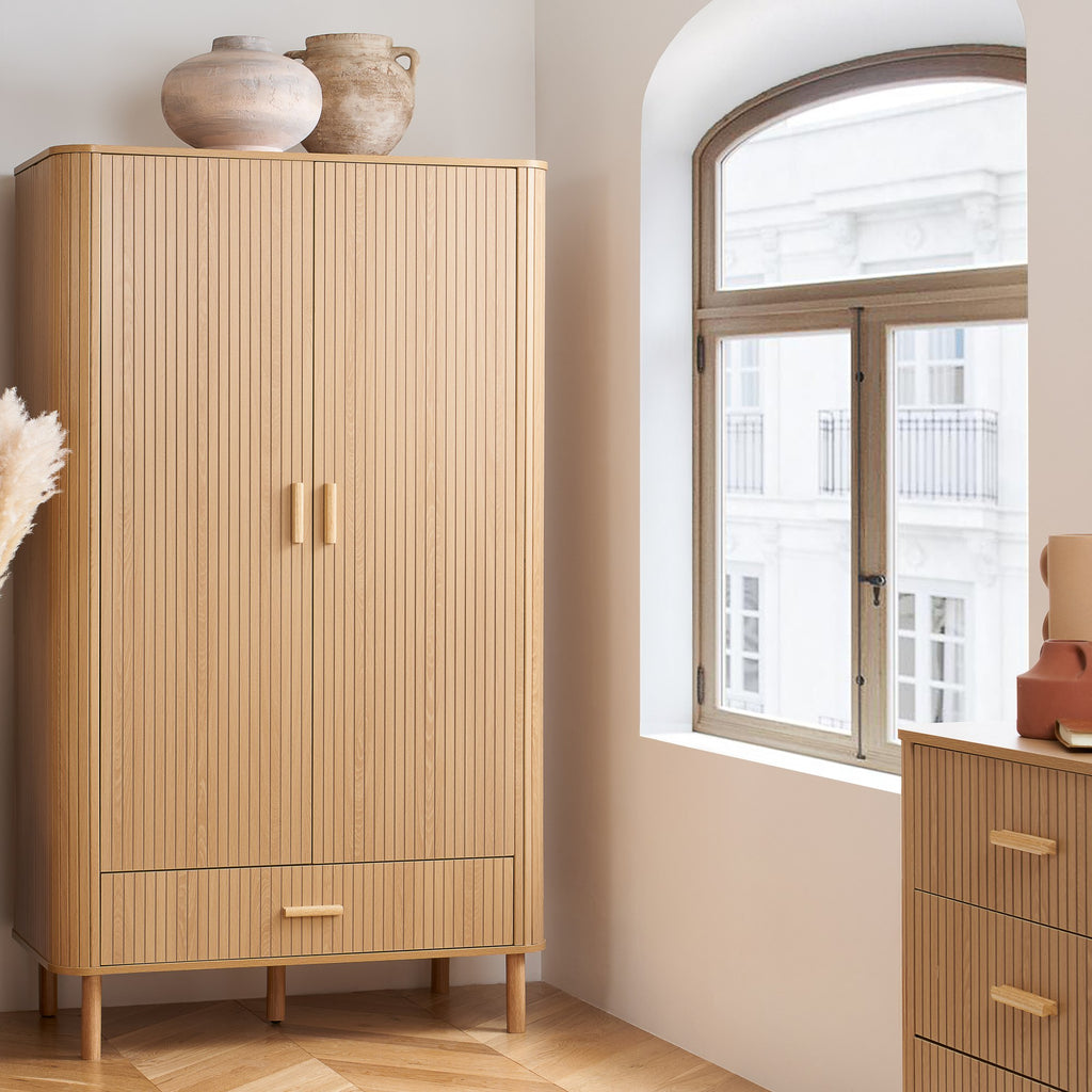 Axel 2 Door 1 Drawer Fluted Wardrobe