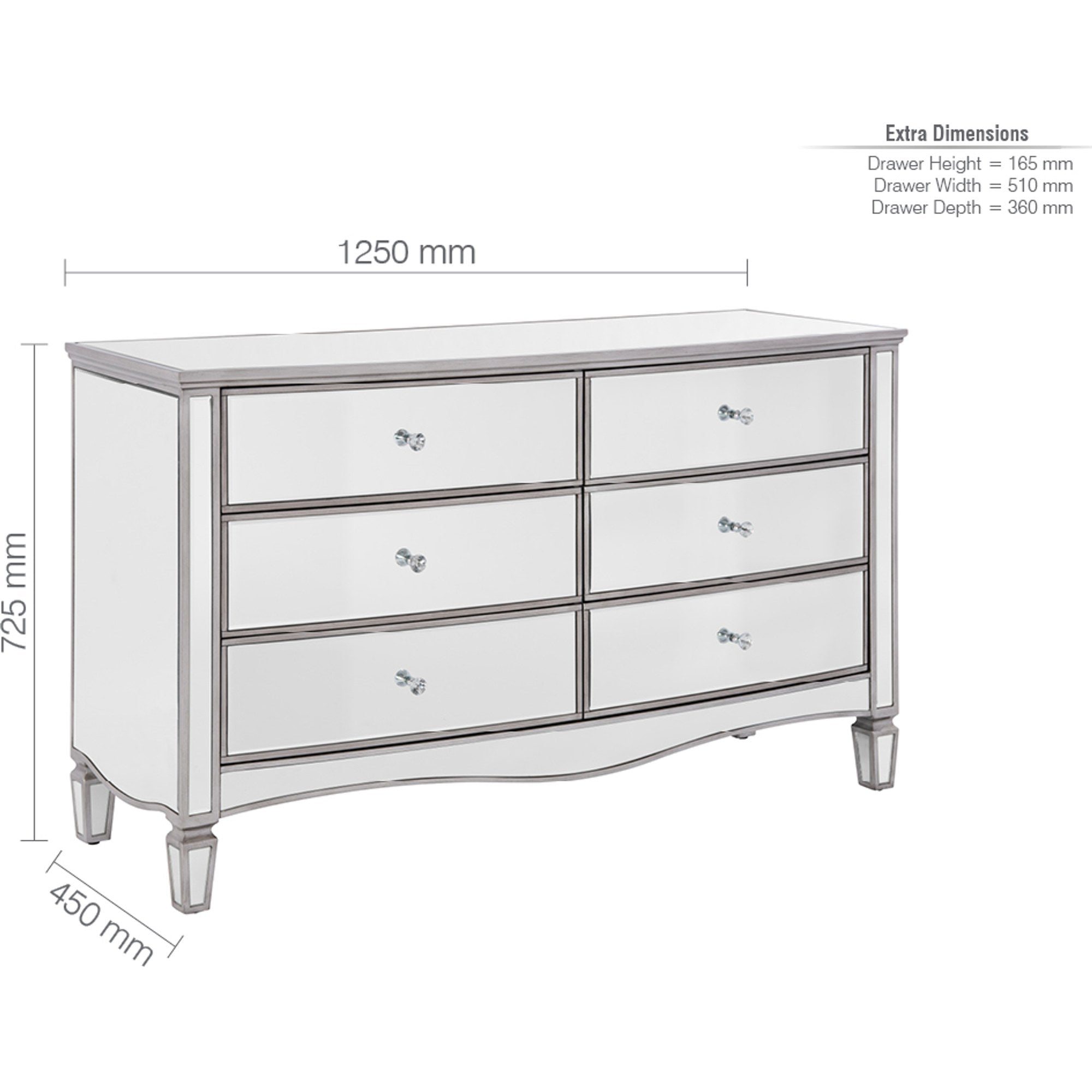 Elysee 6 Drawer Wide Chest