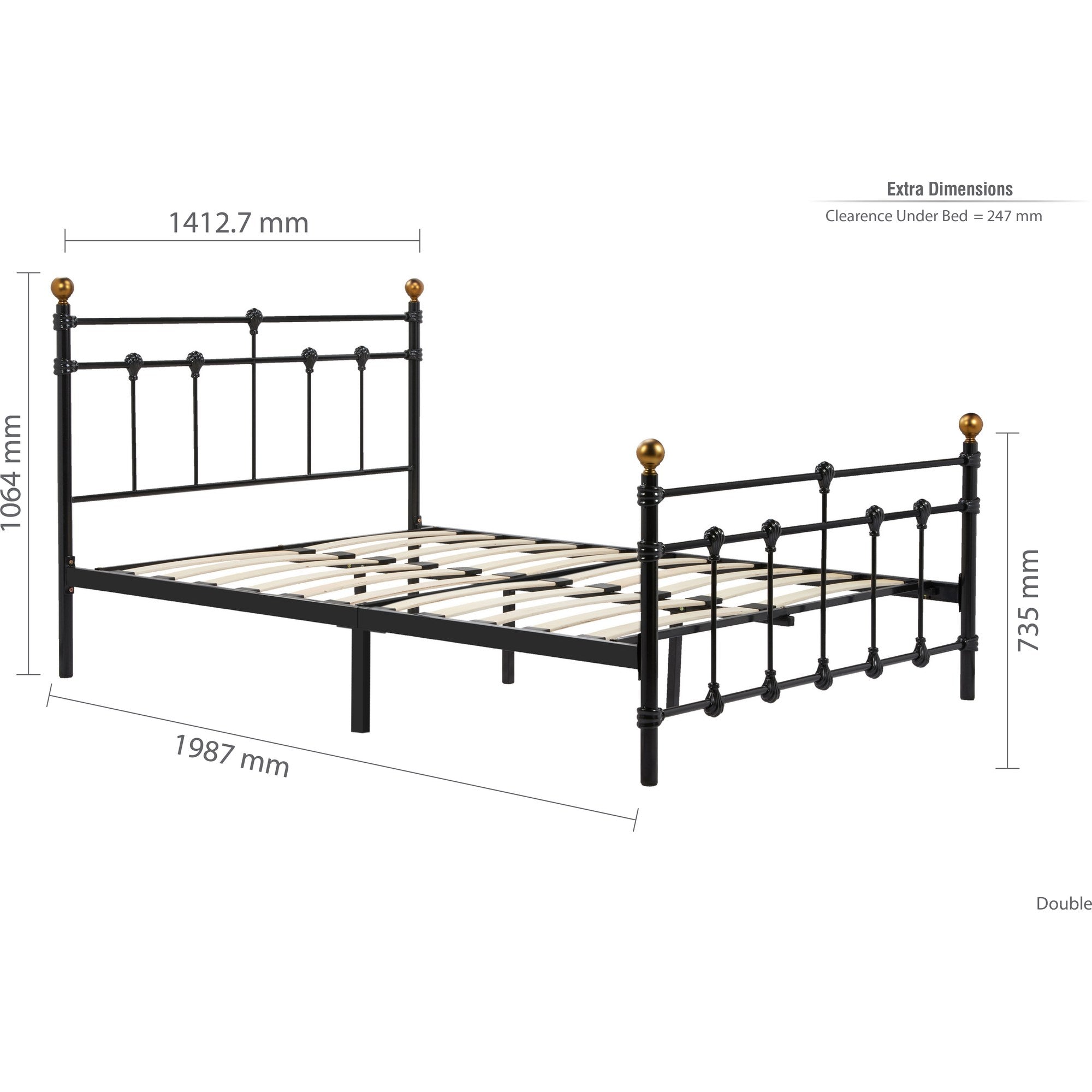 135cm Atlas Bed Black