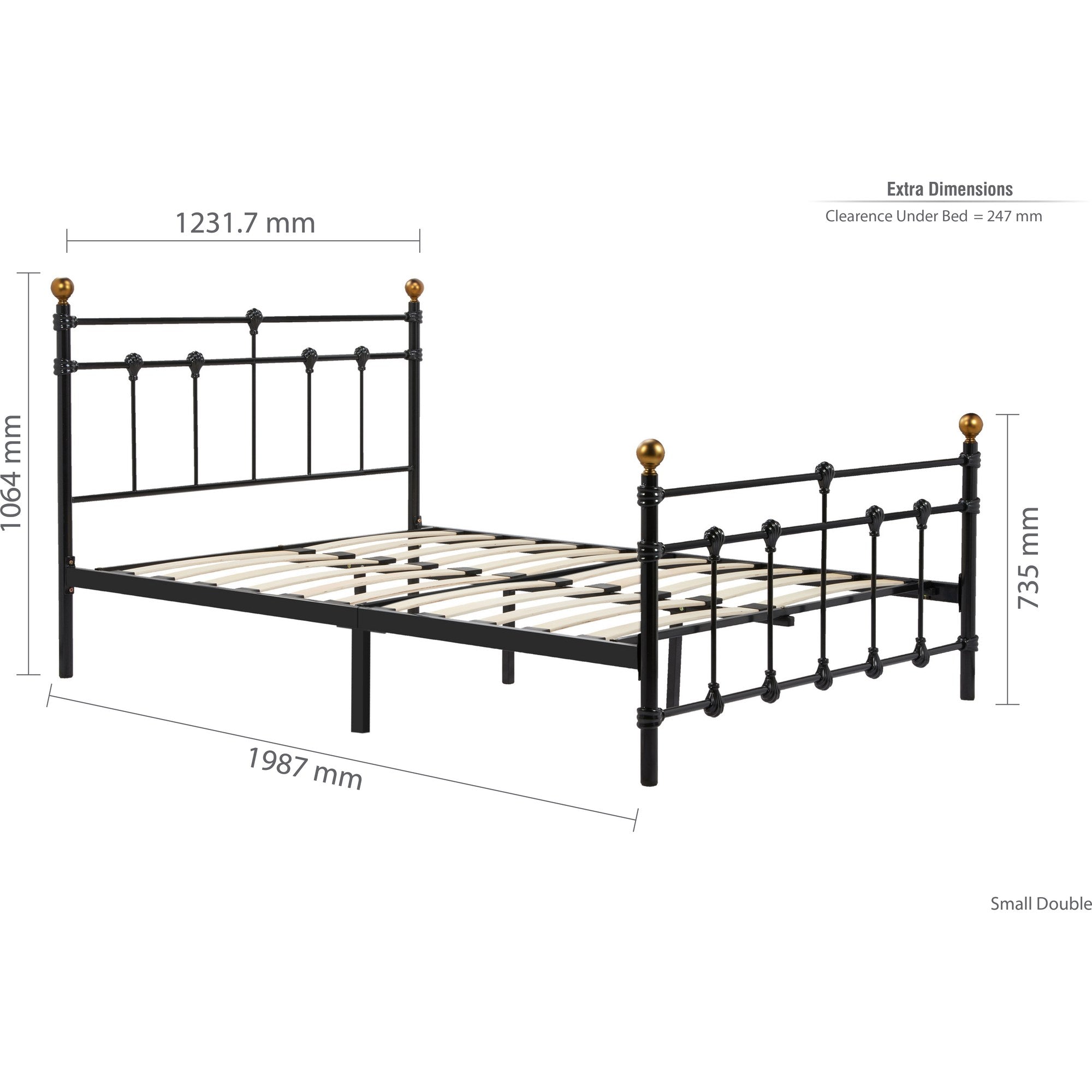 120cm Atlas Bed Black