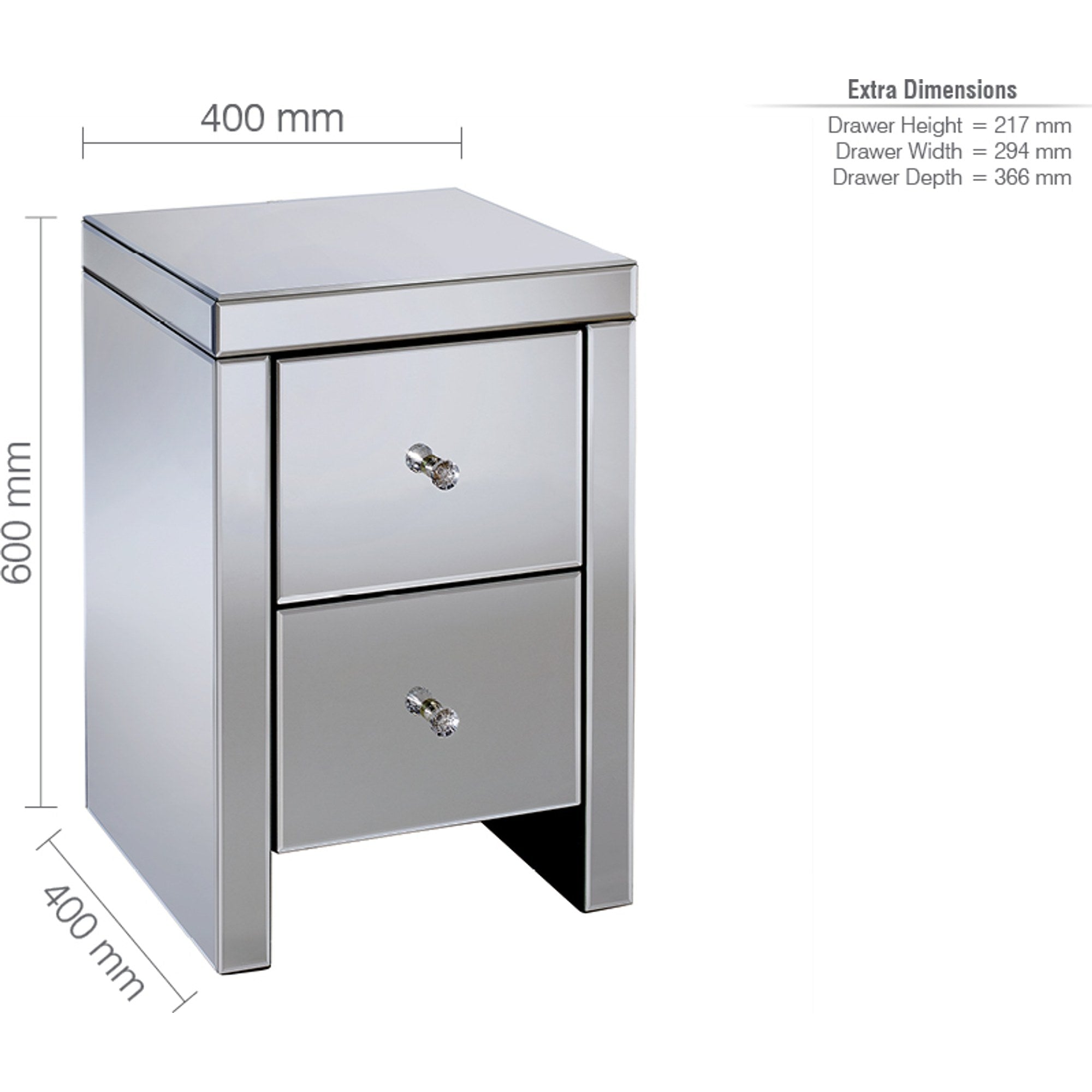 Seville 2 Drawer Bedside