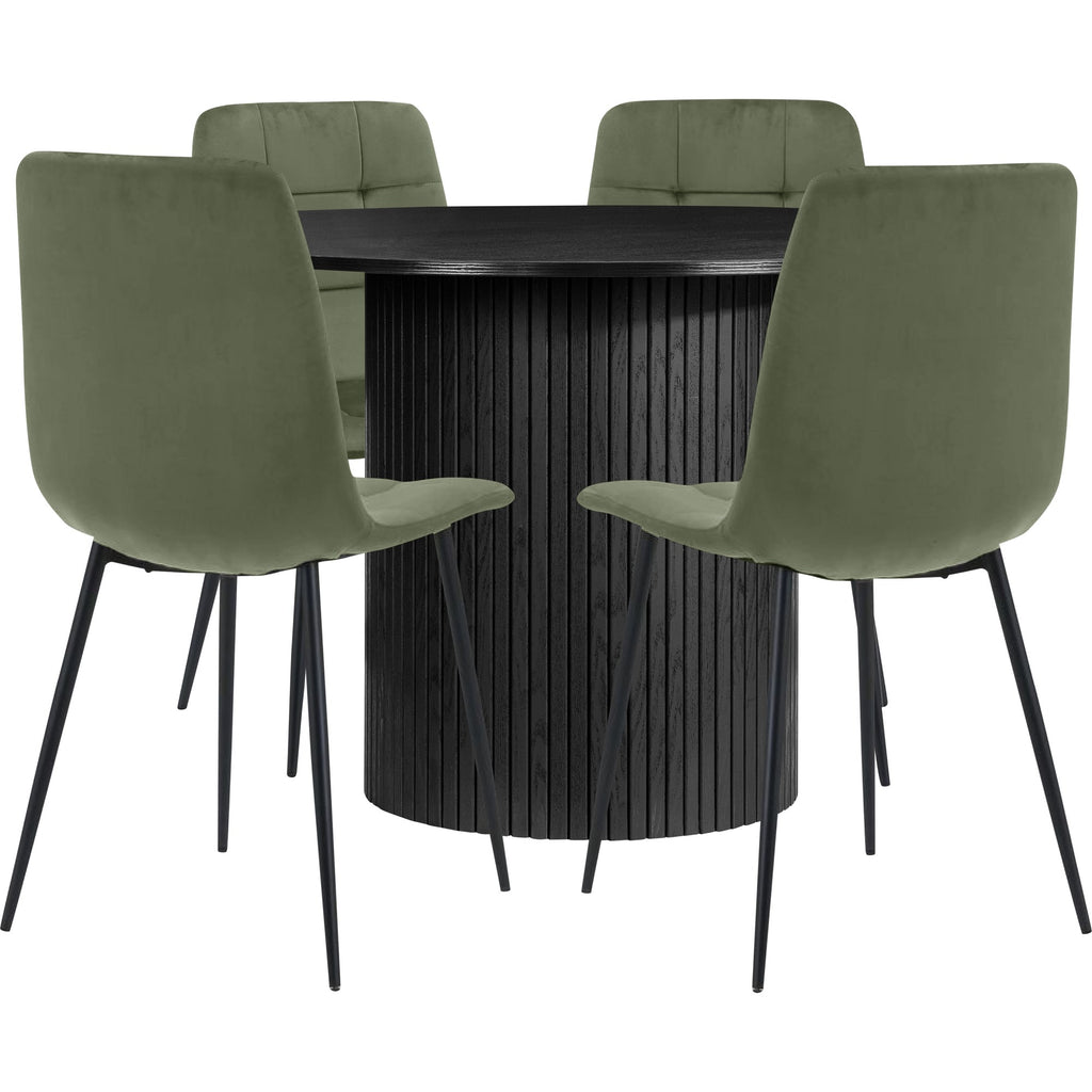 Axel Round Fluted Dining Table with 4 Chairs