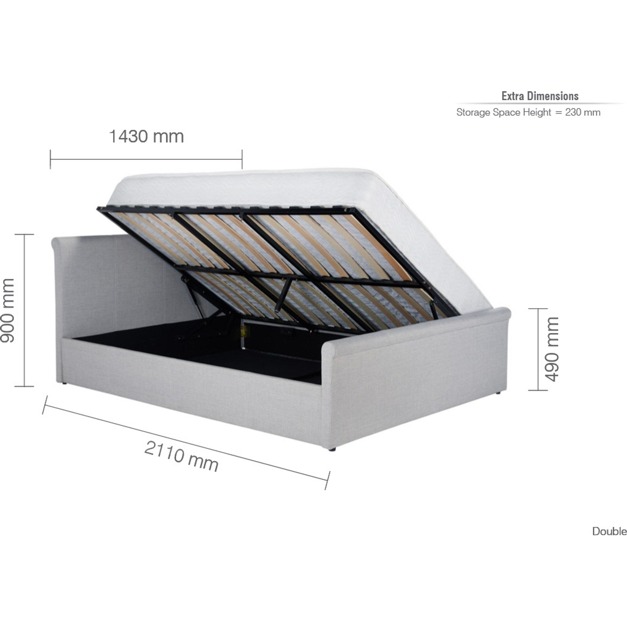Stratus Double Ottoman Bed