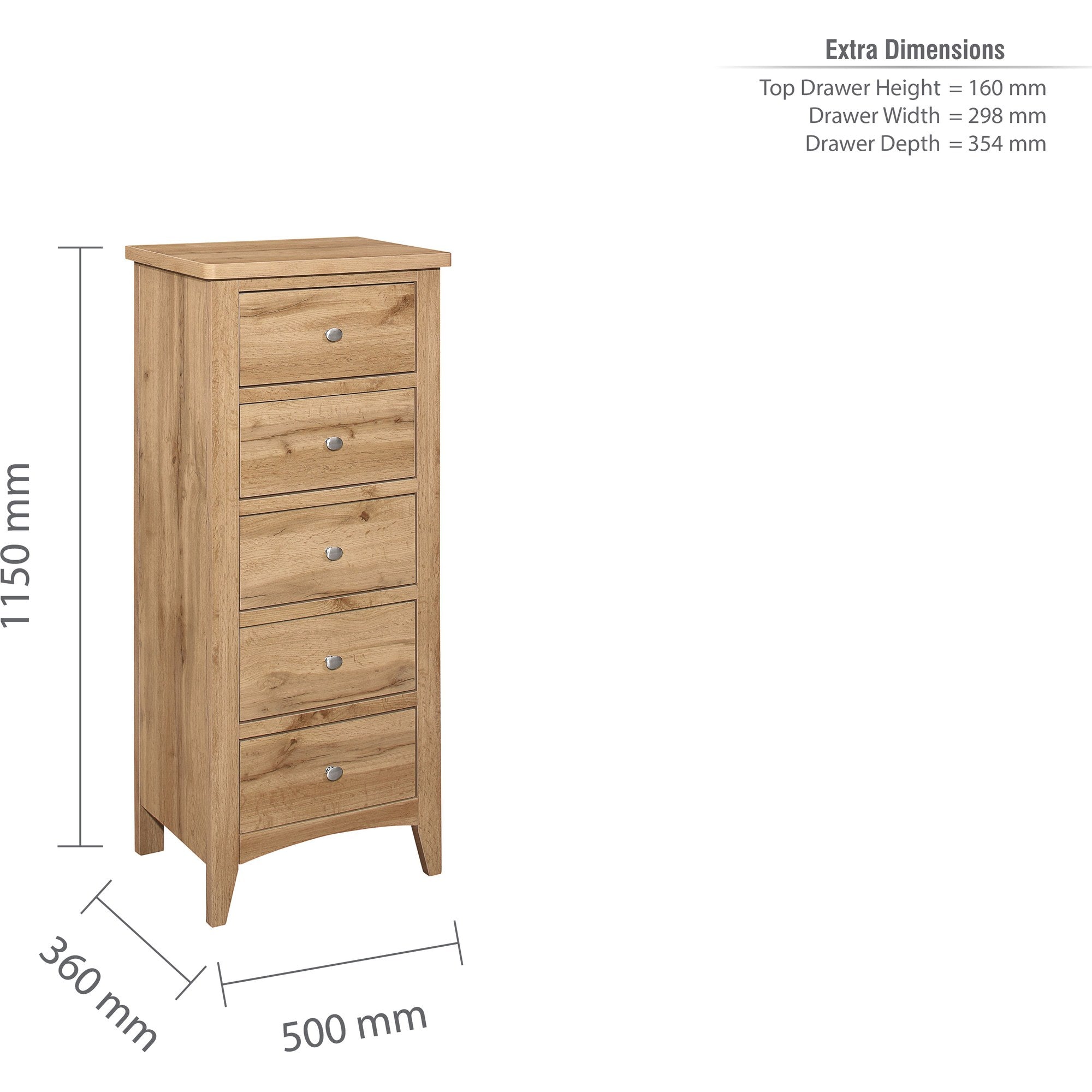 Hampstead 5 Drawer Tall Chest