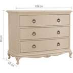 Ivory 3 Drawer Low Chest
