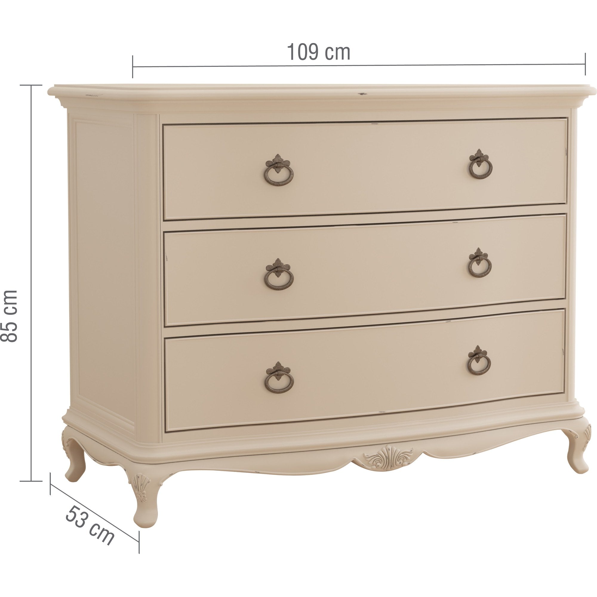 Ivory 3 Drawer Low Chest