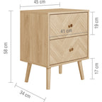 Herringford 2 Drawer Bedside