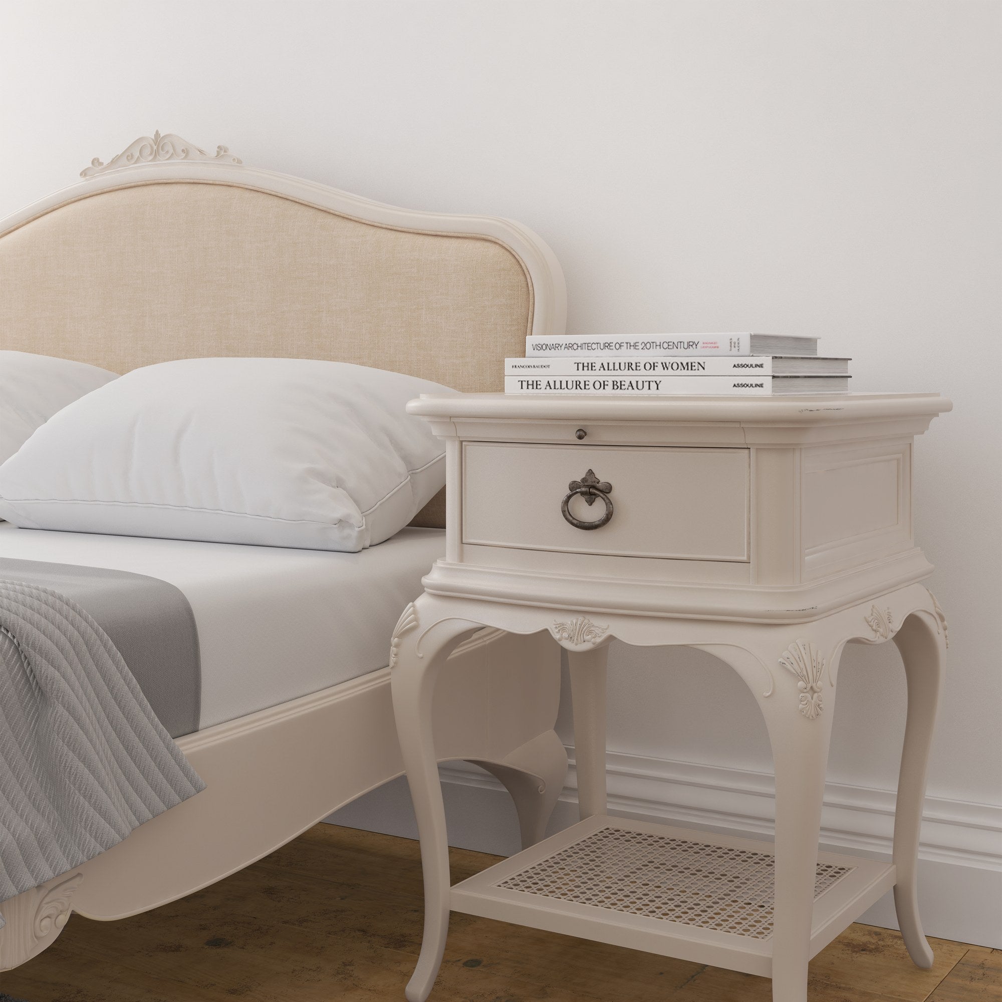 Ivory 1 Drawer Bedside Chest