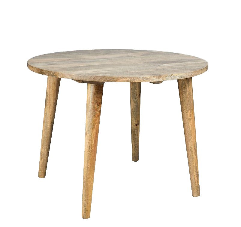 Light Vintage Mango Wood Round Dining Table, 100cm