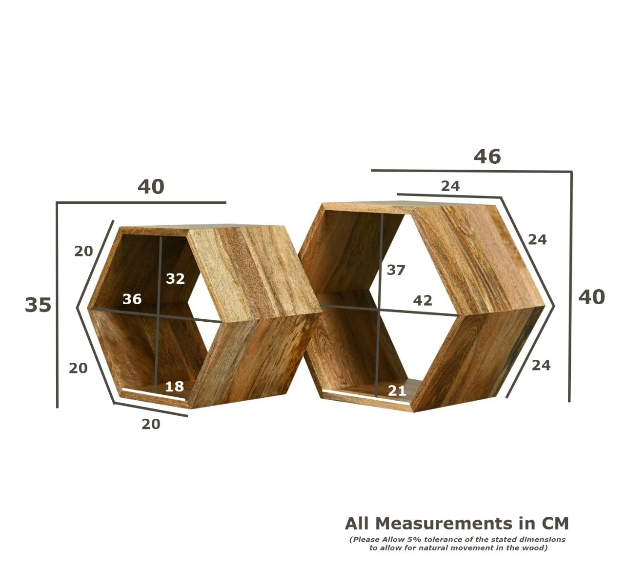 Geo Mango Hexagon Nest of Tables