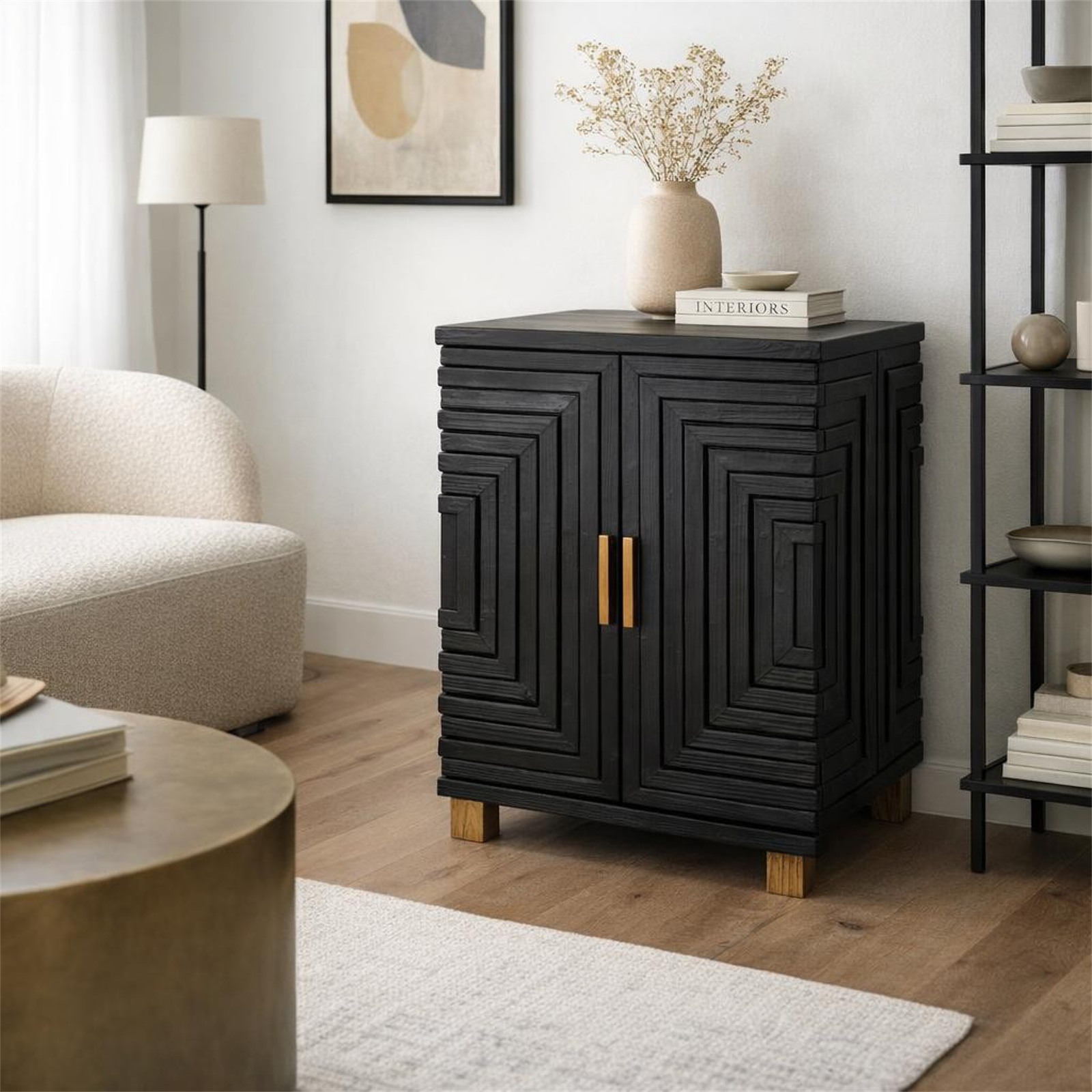 Lennox Black 2-Door Side Cupboard