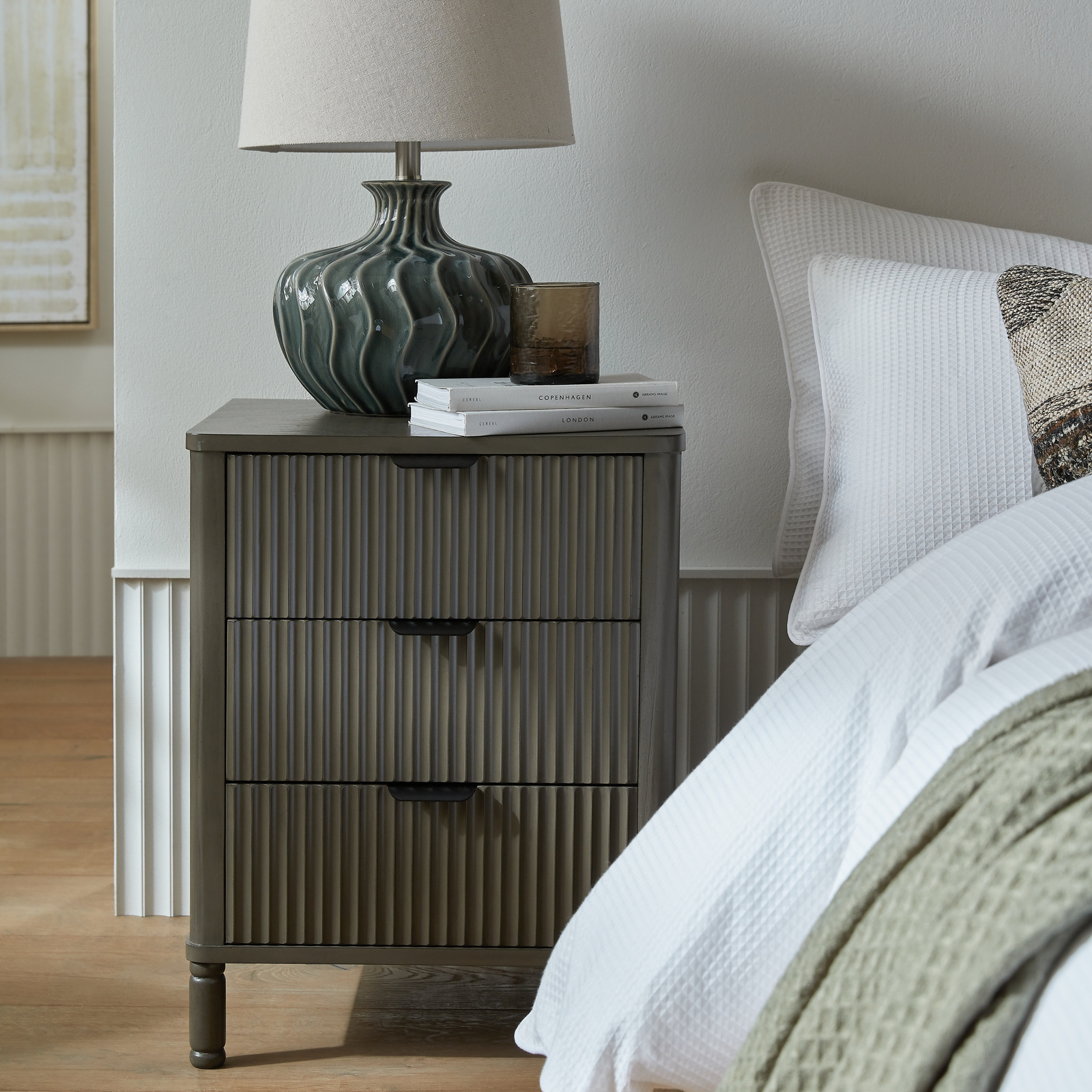 Reed Collection 3-Drawer Bedside Table